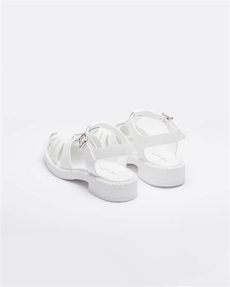 prada fisch sandals|White Brushed leather fisherman sandals .